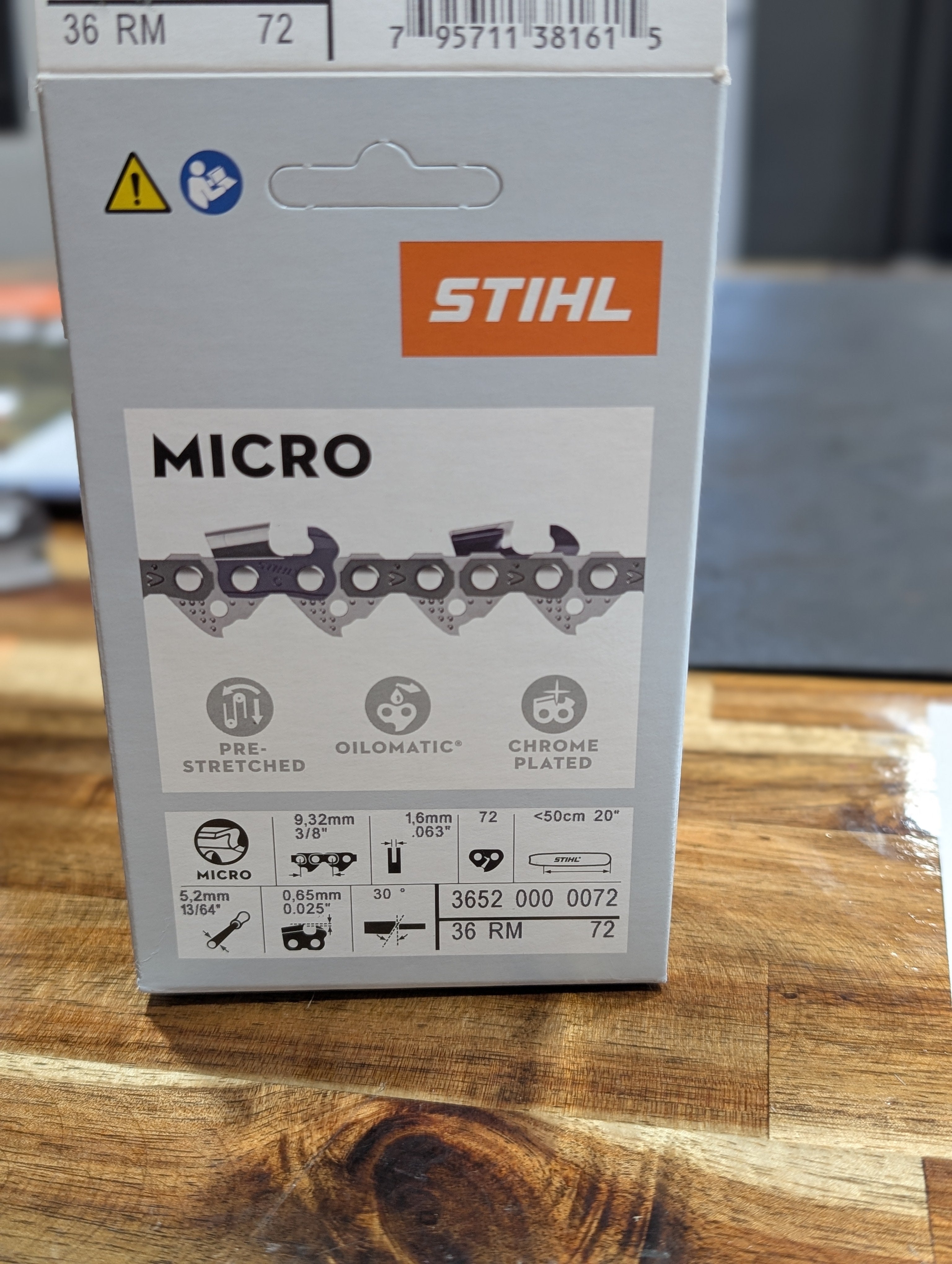 STIHL CHAIN 20" - 3/8" - .063" - 72DL - Semi Chisel