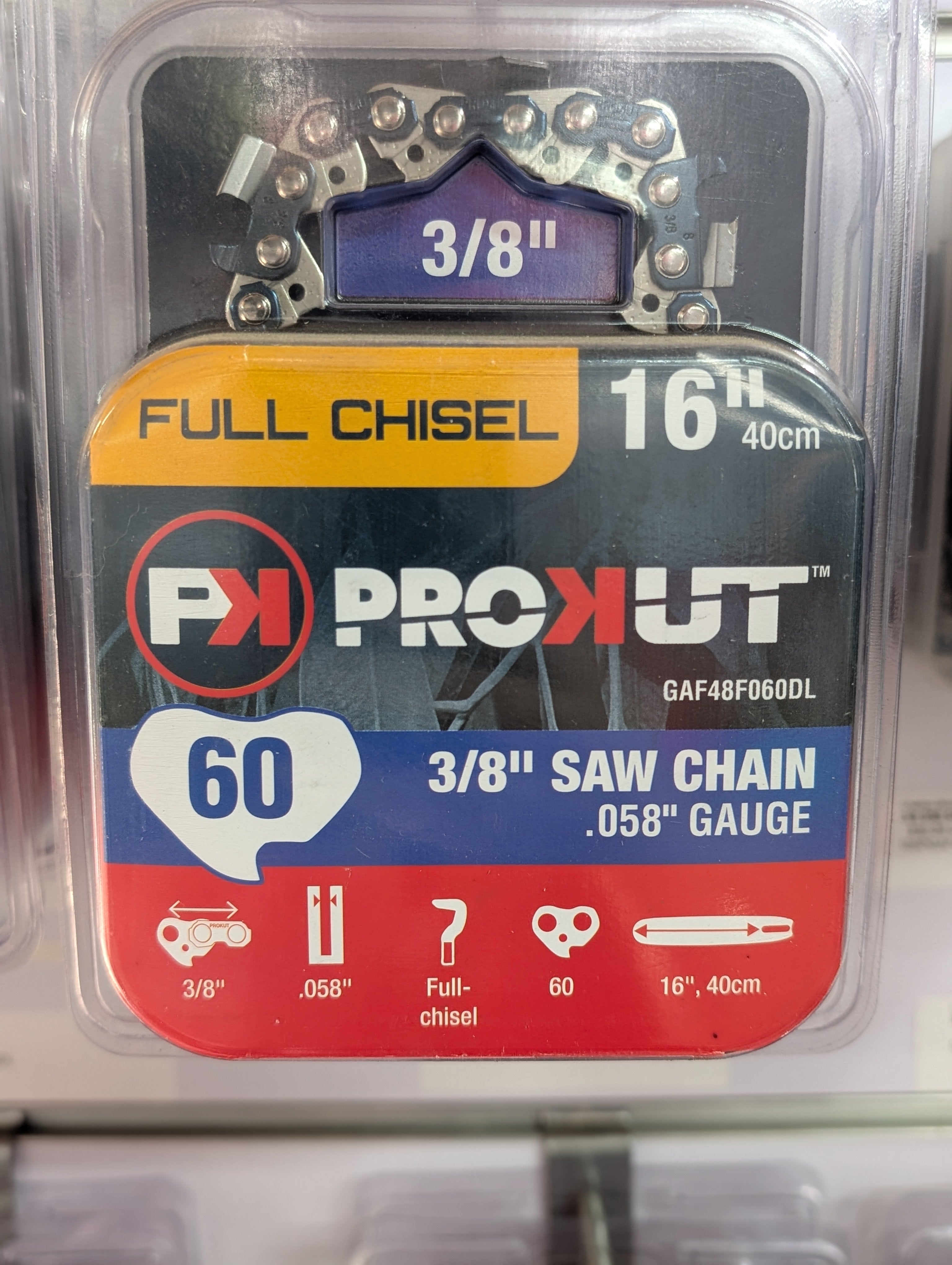 PROKUT CHAIN 16" - 3/8" - .058" - 60DL - Full Chisel