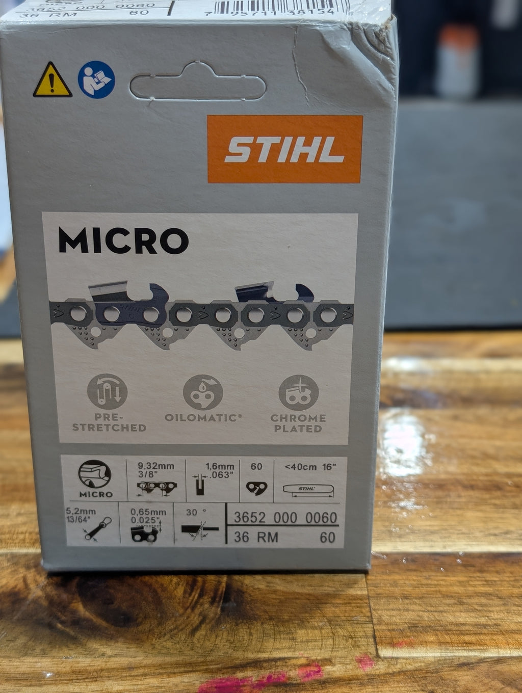 STIHL CHAIN 16" - 3/8" - .063" - 60DL - Semi Chisel